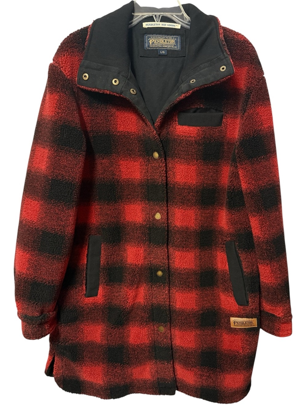 Pendleton Women's Buffalo Plaid Plush Fleece Coat Sz L